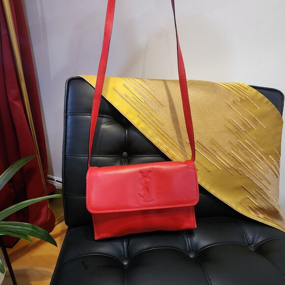 YSL Red Leather Shoulder Bag - Picture 5 of 16
